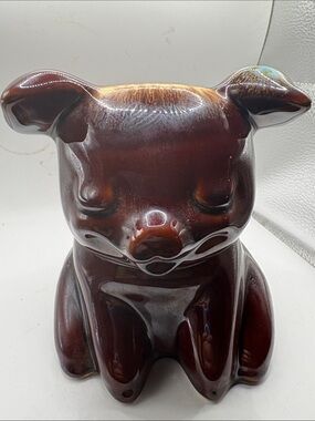 Vtg Hull Pottery Pig Piggy Bank no Cork USA Turquoise Drip